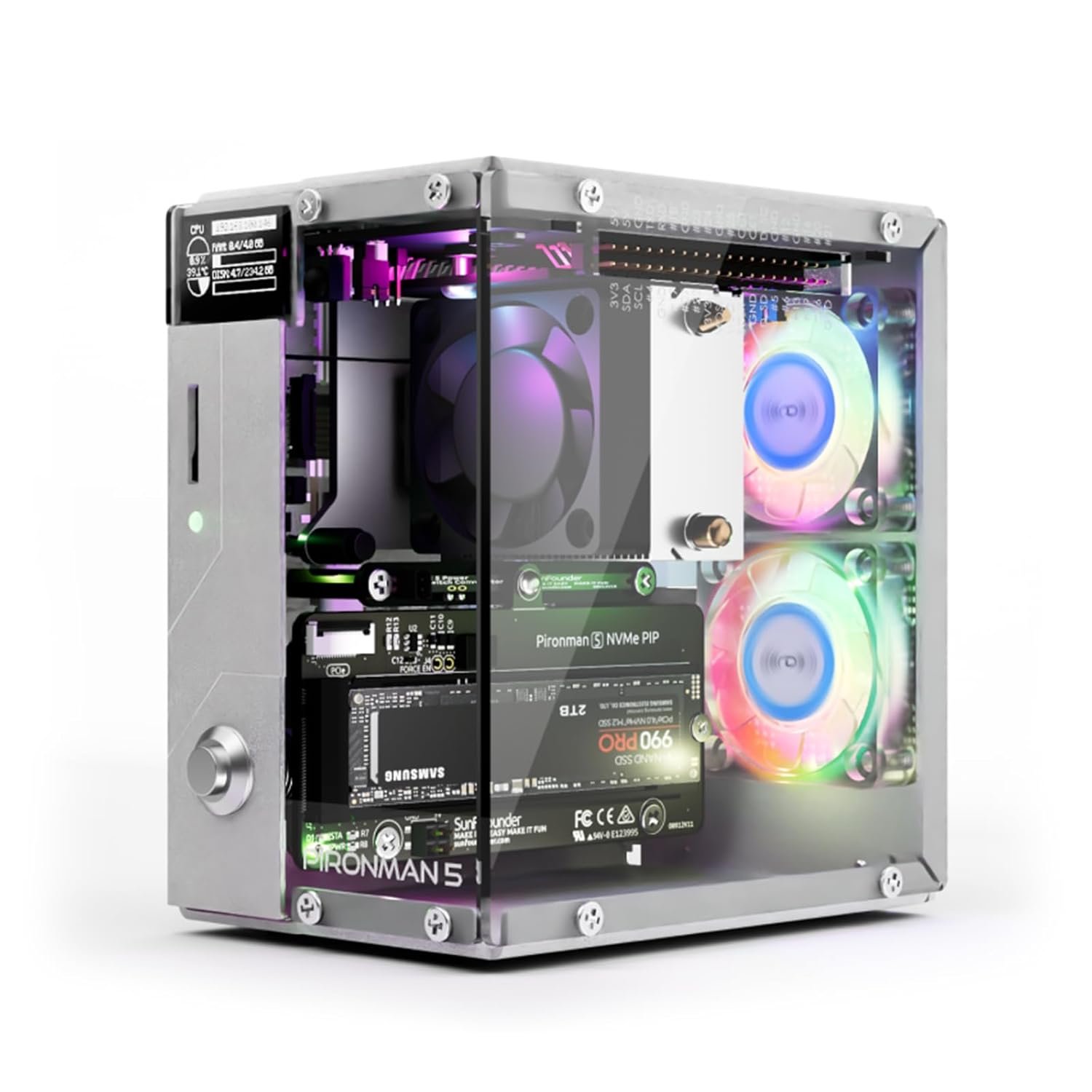 NVMe M.2 SSD PCIe Mini PC Case for Raspberry Pi 5 Hailo-8L