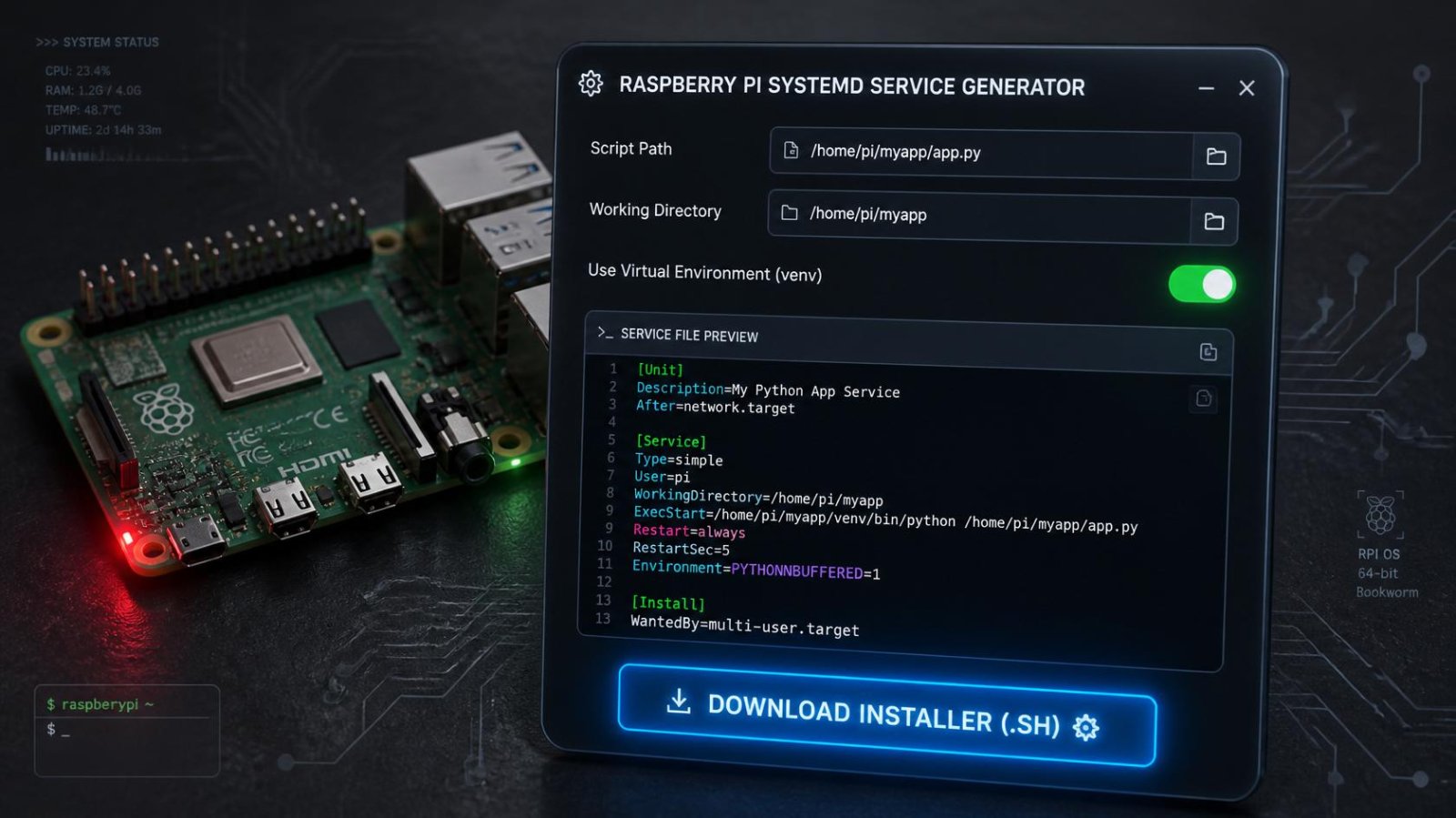 Raspberry Pi Python Bot — systemd Auto-Start Service Generator