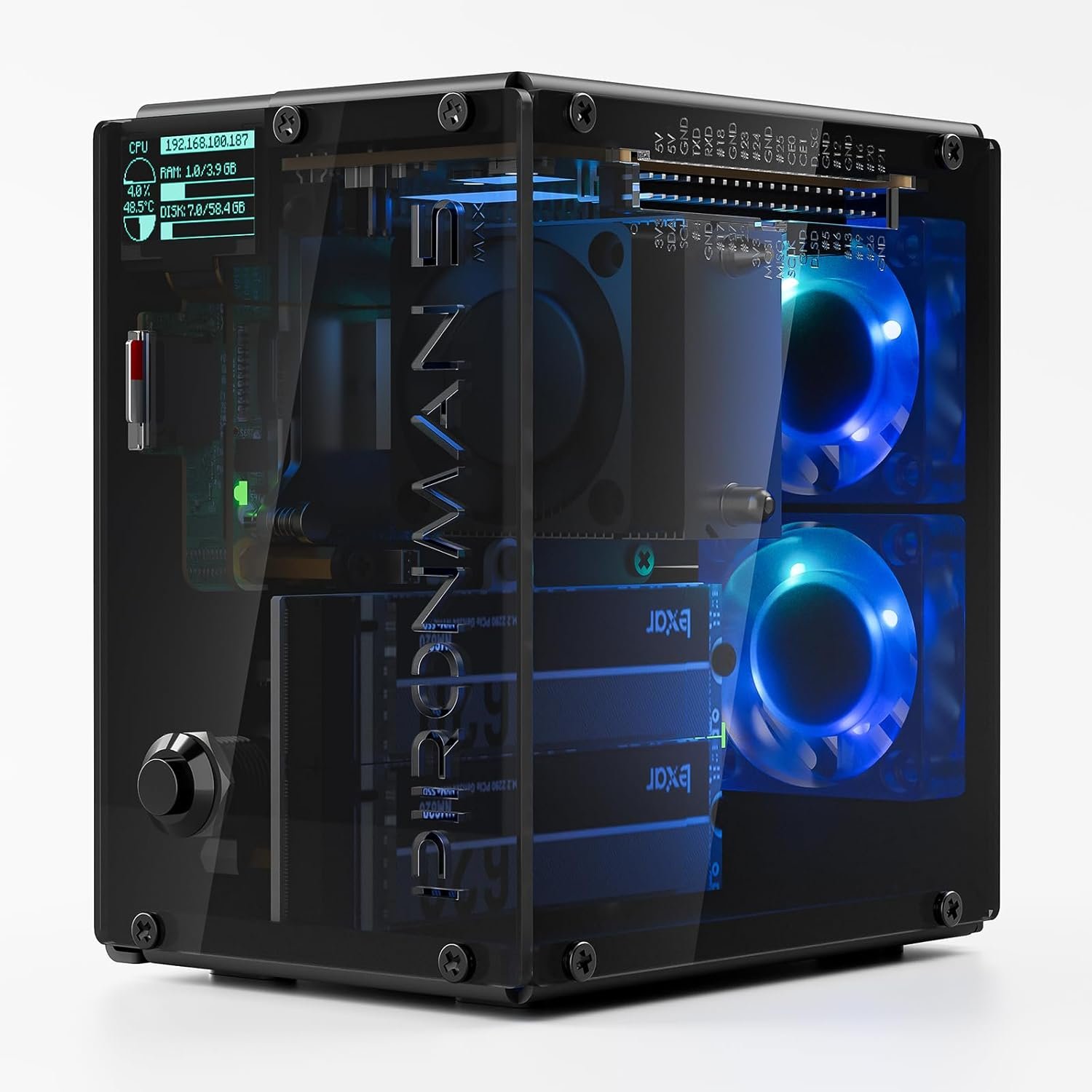 5-MAX Dual NVMe M.2 SSD PCIe PC Case for Raspberry Pi 5 NAS RAID