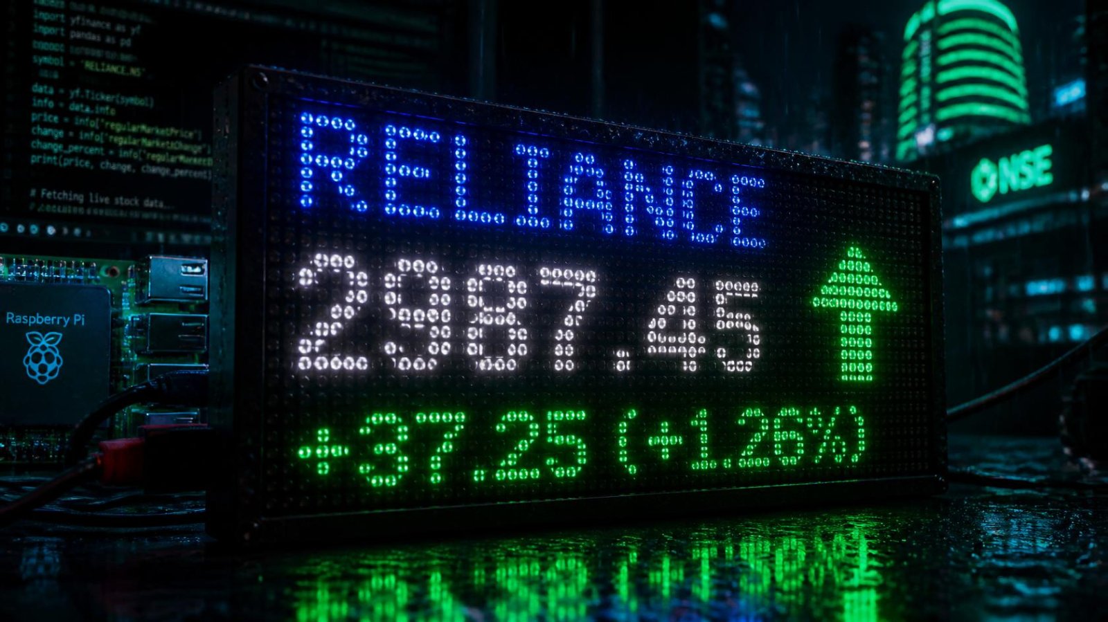 Live Stock Ticker — 64×32 RGB LED Matrix