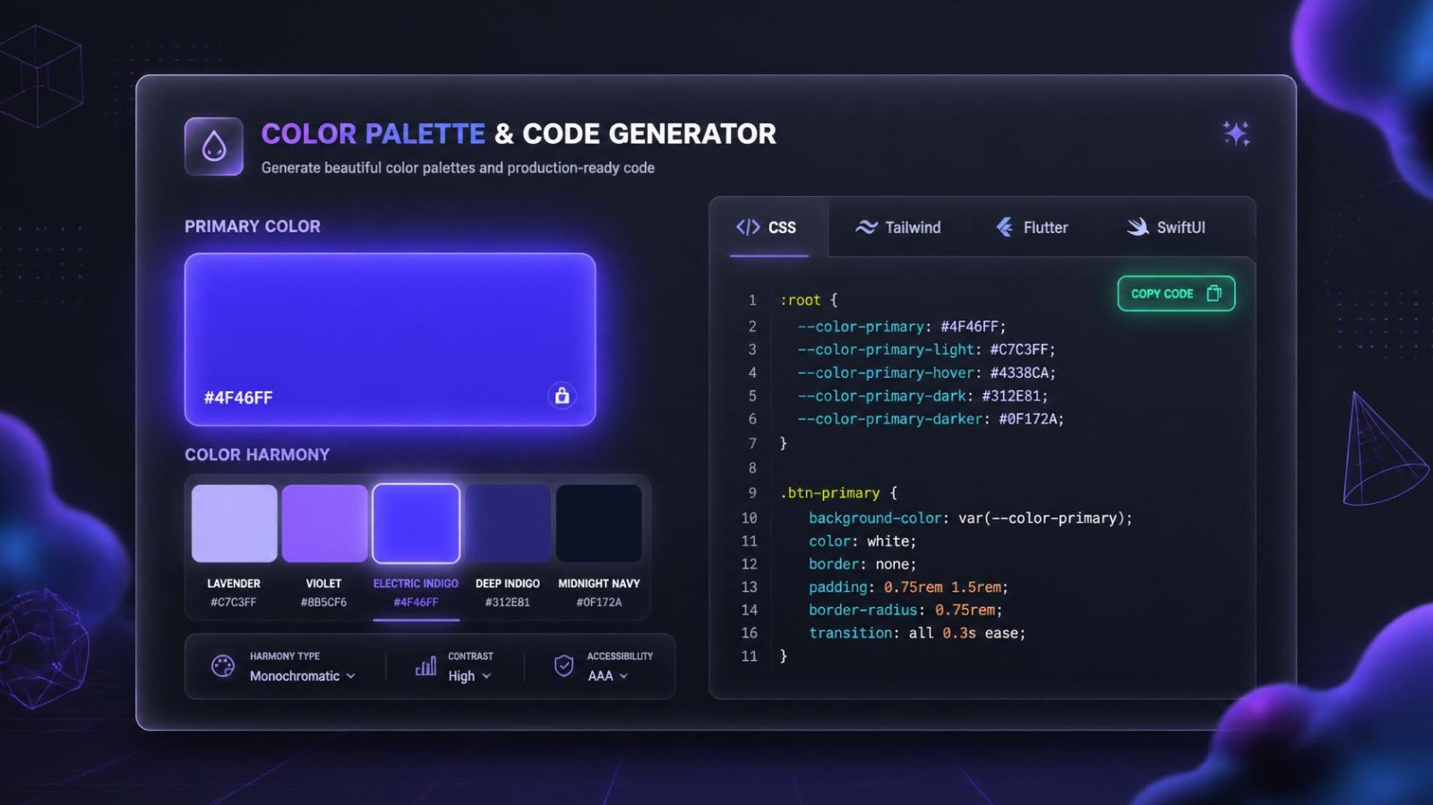 Color Palette & Code Generator