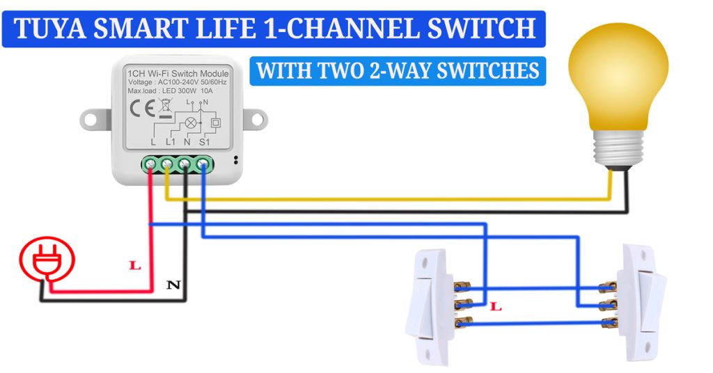 Tuya smart switch 2way switch wiring