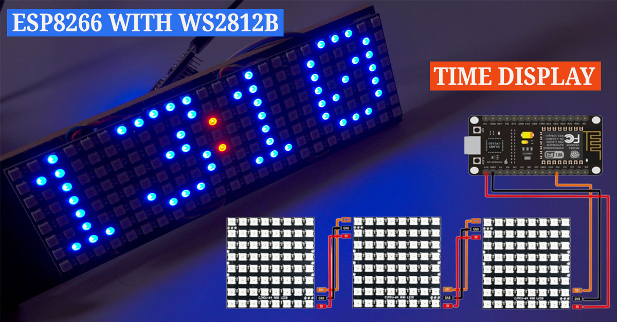 NTP Clock with ESP8266 and WS2812B 8×24 Pixel LED Matrix