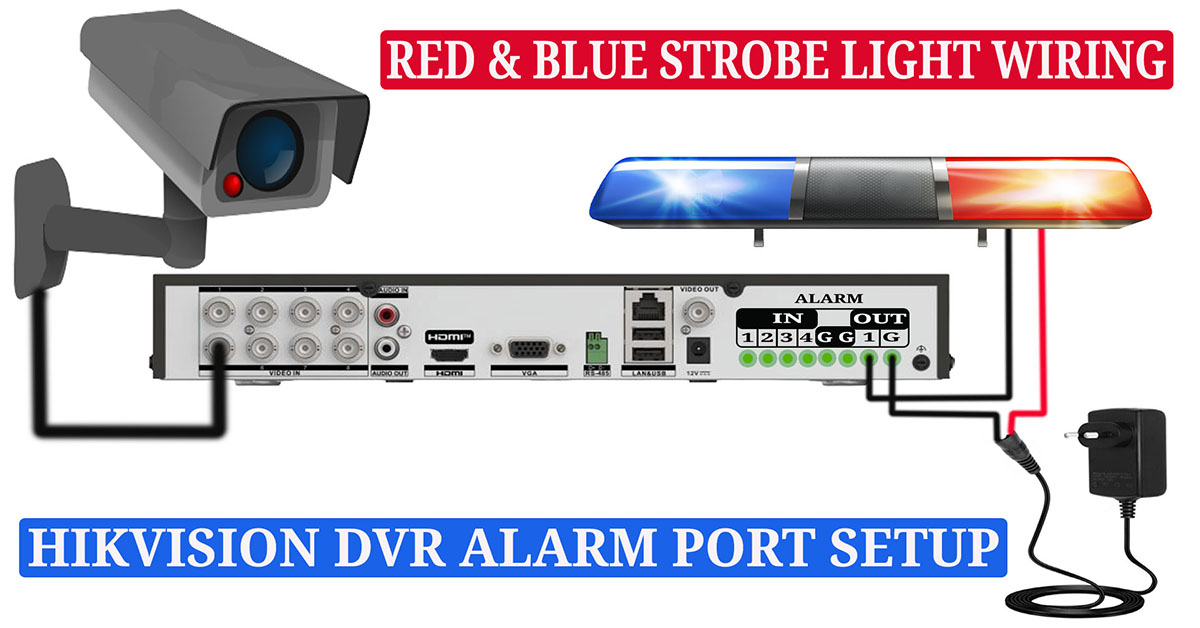 Integrating a RED and BLUE LED Strobe Light with a Hikvision DVR Alarm Port