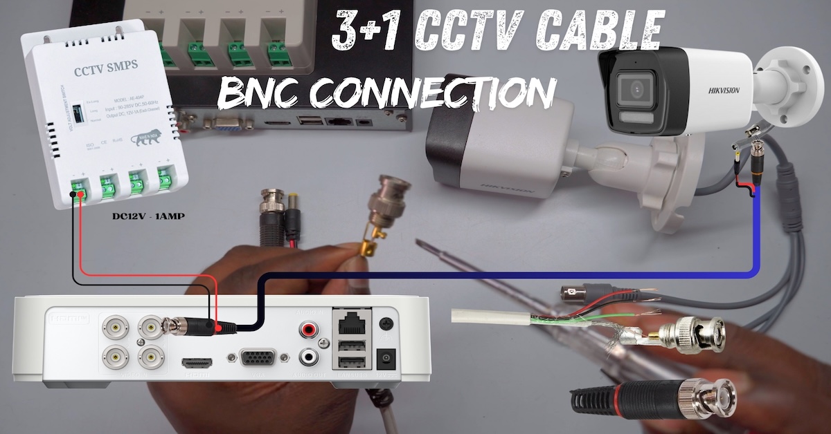 Step-by-Step Guide to Connecting an HD Analog CCTV Camera to a DVR Using a 3+1 Cable with BNC & DC Pin