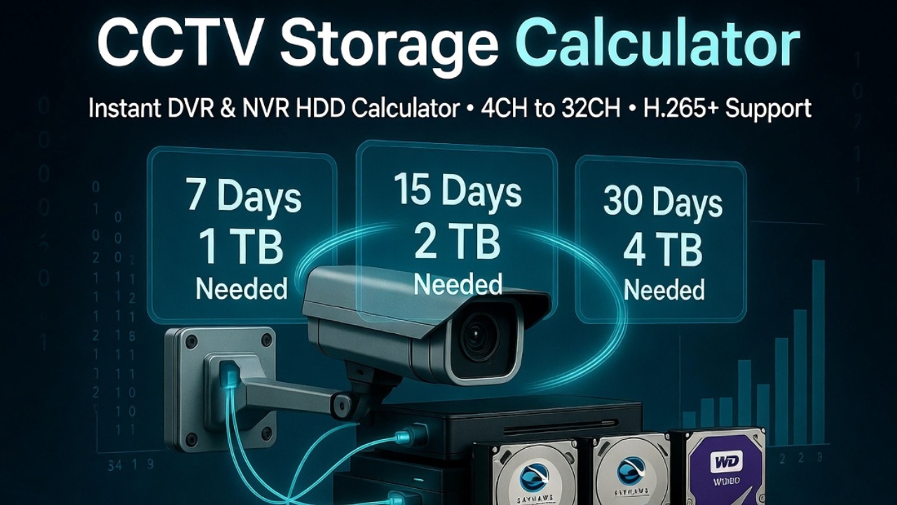 CCTV Storage Calculator : DVR & NVR HDD Size Calculator (Free Tool)